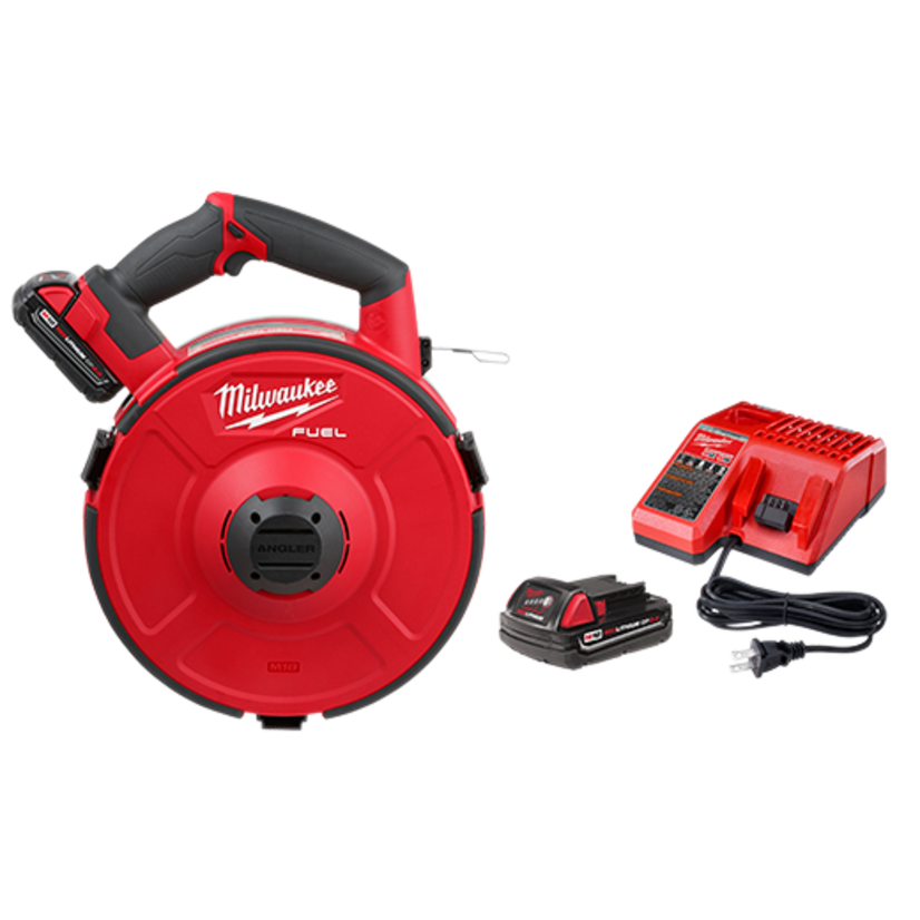 Milwaukee M18 FUEL ANGLER 2873B-22 Cordless Pulling Fish Tape Kit, 240 ft L Tape, Steel Tape